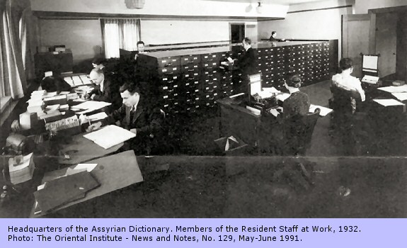 Headquarters of the Assyrian Dictionary.  Members of the Resident Staff at Work, 1932.