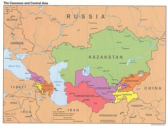 Wikipedia: The Caucasus and Central Asia - Political Map