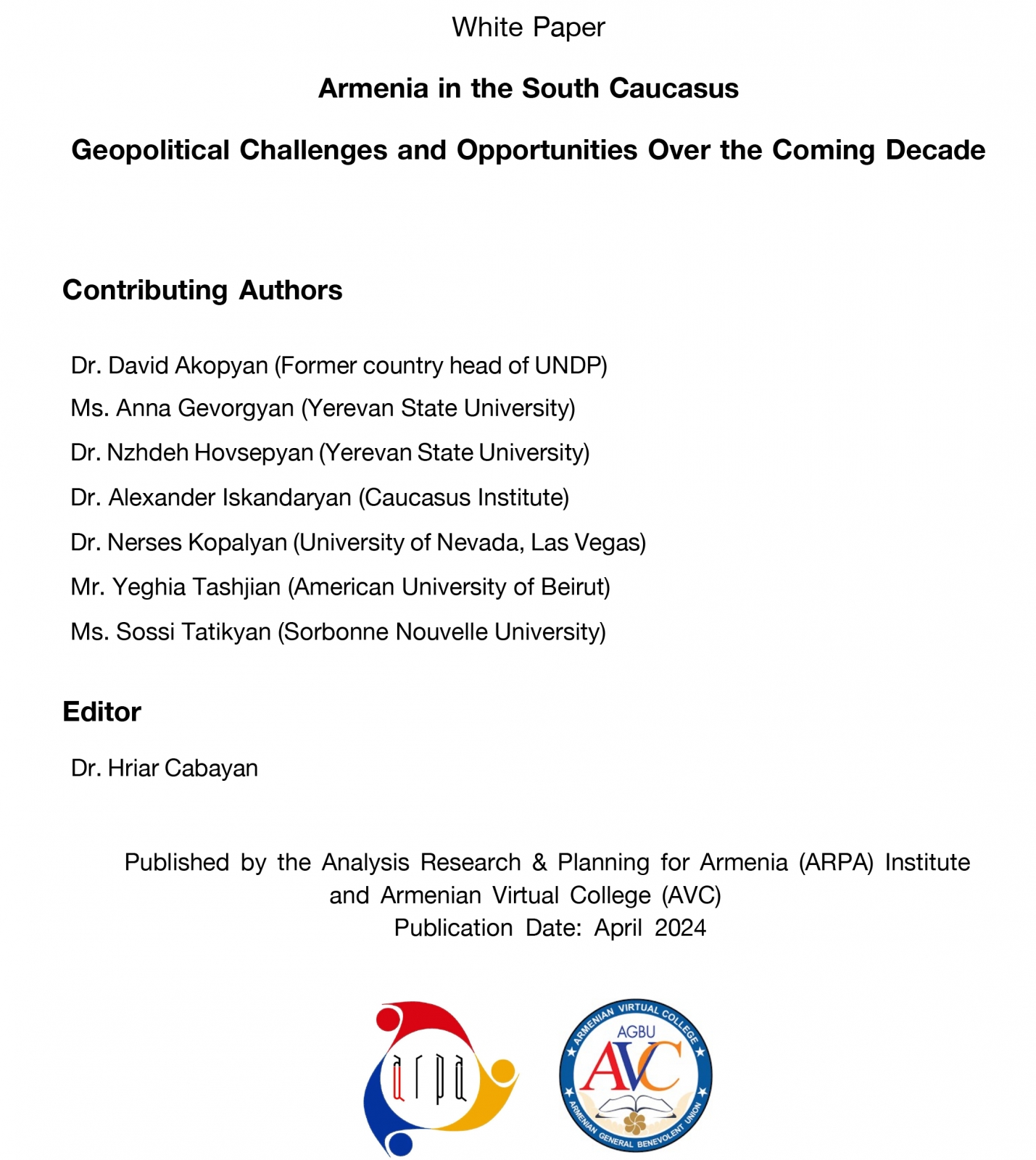 Strategic Planning and Scenario Analysis: Relevance to Geopolitical Challenges of Armenia
