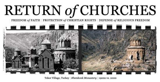Return of Churches | Freedom of Faith | Protection of Christian Rights | Defense of Religious Freedom.  Tekor Village, Turkey, Khetzkonk Monastery, 1900s vs. 2000.