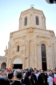 Armenians commemorating the genocide at the Memorial Church on April 24, 2004. (Photo by Studio Ashnag)