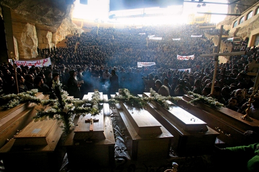 At least 13 people were killed and 140 injured on March 8, 2011, when participants in a large Christian demonstration in a Cairo slum were attacked by residents of a surrounding neighborhood. Photograph: Mohamed Omar / EPA-Landov