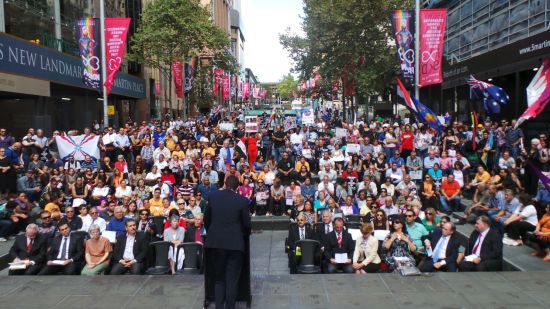 Assyrians standing with Copts in Sydney, Australia on February 22, 2015.