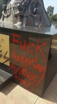 Assyrian Genocide Monument Vandalized in Sydney, Australia on April 16, 2015.