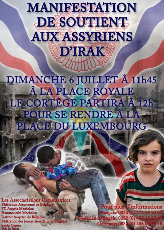 Europe, Belgium: Assyrian Demonstration in Brussels (French poster)