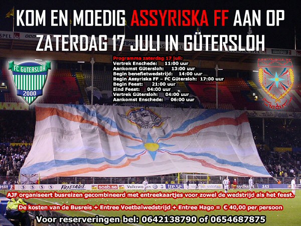Kom En Moedig Assyriska FF Aan Op Zaterdag 17 Juli in Gutersloh